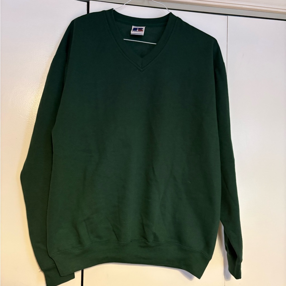 Russell Athletic Forest Green V-Neck Sweater